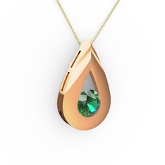 Alura Kolye - Yeşil kuvars 8 ayar rose altın kolye (40 cm altın rolo zincir) #1poac5d