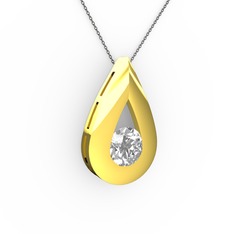 Swarovski 925 ayar altın kaplama gümüş kolye (40 cm gümüş rolo zincir)