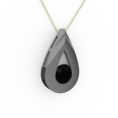 Alura Kolye - Siyah zirkon 925 ayar siyah rodyum kaplama gümüş kolye (40 cm altın rolo zincir) #1vdmy4n