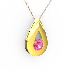 Alura Kolye - Pembe kuvars 8 ayar altın kolye (40 cm rose altın rolo zincir) #1vfi2xc