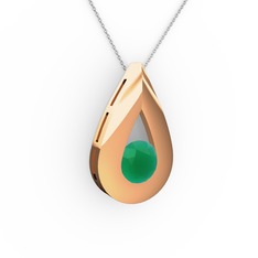 Alura Kolye - Kök zümrüt 18 ayar rose altın kolye (40 cm beyaz altın rolo zincir) #1xf6ebn