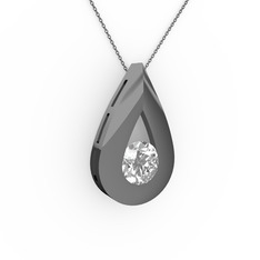 Alura Kolye - Pırlanta 925 ayar siyah rodyum kaplama gümüş kolye (0.35 karat, 40 cm gümüş rolo zincir) #2y8ktt