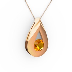 Alura Kolye - Sitrin 925 ayar rose altın kaplama gümüş kolye (40 cm rose altın rolo zincir) #5eruwm