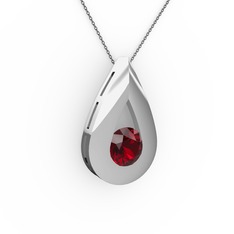 Alura Kolye - Garnet 18 ayar beyaz altın kolye (40 cm gümüş rolo zincir) #5vczoq