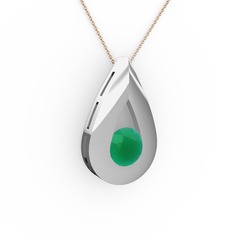 Alura Kolye - Kök zümrüt 925 ayar gümüş kolye (40 cm rose altın rolo zincir) #5wz9s7