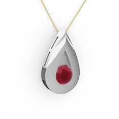 Alura Kolye - Kök yakut 18 ayar beyaz altın kolye (40 cm altın rolo zincir) #6w4na6