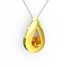 Alura Kolye - Sitrin 14 ayar altın kolye (40 cm rose altın rolo zincir) #95bxz1