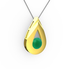 Alura Kolye - Kök zümrüt 18 ayar altın kolye (40 cm gümüş rolo zincir) #b7r4fl