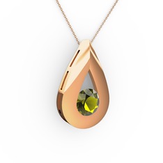 Alura Kolye - Peridot 925 ayar rose altın kaplama gümüş kolye (40 cm rose altın rolo zincir) #ccssif