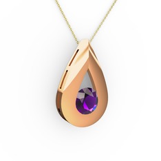 Alura Kolye - Ametist 18 ayar rose altın kolye (40 cm altın rolo zincir) #i7d8w