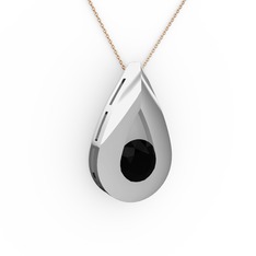 Alura Kolye - Siyah zirkon 925 ayar gümüş kolye (40 cm gümüş rolo zincir) #k33qu7