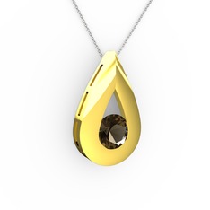Alura Kolye - Dumanlı kuvars 8 ayar altın kolye (40 cm gümüş rolo zincir) #o6axjr