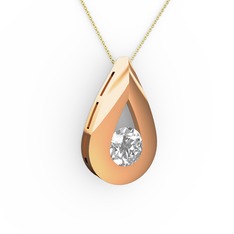 Alura Kolye - Beyaz zirkon 8 ayar rose altın kolye (40 cm altın rolo zincir) #p9cx0p