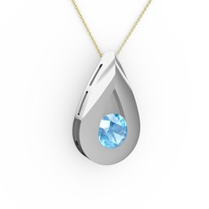 Alura Kolye - Akuamarin 18 ayar beyaz altın kolye (40 cm gümüş rolo zincir) #q5jkg8