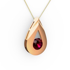 Alura Kolye - Rodolit garnet 925 ayar rose altın kaplama gümüş kolye (40 cm altın rolo zincir) #r8av9