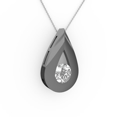 Alura Kolye - Pırlanta 925 ayar siyah rodyum kaplama gümüş kolye (0.35 karat, 40 cm gümüş rolo zincir) #rrasal