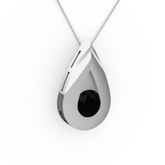 Alura Kolye - Siyah zirkon 8 ayar beyaz altın kolye (40 cm gümüş rolo zincir) #ry2by6