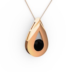 Alura Kolye - Siyah zirkon 14 ayar rose altın kolye (40 cm rose altın rolo zincir) #ui18vf