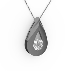 Alura Kolye - Swarovski 925 ayar siyah rodyum kaplama gümüş kolye (40 cm gümüş rolo zincir) #w7glvw