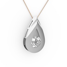 Alura Kolye - Swarovski 8 ayar beyaz altın kolye (40 cm rose altın rolo zincir) #wgwamx