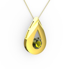 Alura Kolye - Peridot 14 ayar altın kolye (40 cm gümüş rolo zincir) #wyk60p