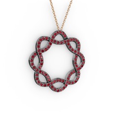 Lienna Kolye - Garnet 925 ayar siyah rodyum kaplama gümüş kolye (40 cm rose altın rolo zincir) #10x5jd0