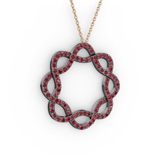 Lienna Kolye - Garnet 925 ayar siyah rodyum kaplama gümüş kolye (40 cm rose altın rolo zincir) #130x3zj