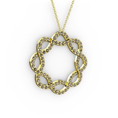 Lienna Kolye - Dumanlı kuvars 8 ayar altın kolye (40 cm gümüş rolo zincir) #14qdx5x