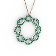 Lienna Kolye - Yeşil kuvars 18 ayar beyaz altın kolye (40 cm gümüş rolo zincir) #190zwj3