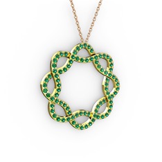 Lienna Kolye - Yeşil kuvars 14 ayar altın kolye (40 cm rose altın rolo zincir) #1aj4dw8