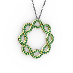 Lienna Kolye - Yeşil kuvars 18 ayar altın kolye (40 cm gümüş rolo zincir) #1akoxoo
