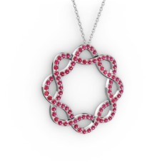 Rodolit garnet 18 ayar beyaz altın kolye (40 cm beyaz altın rolo zincir)