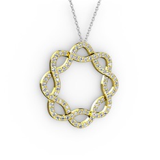Lienna Kolye - Beyaz zirkon 14 ayar altın kolye (40 cm gümüş rolo zincir) #1c4id52
