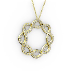 Lienna Kolye - Beyaz zirkon 18 ayar altın kolye (40 cm gümüş rolo zincir) #1c98uhs