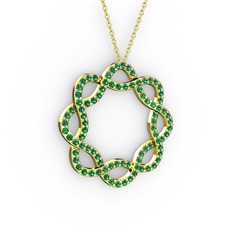 Lienna Kolye - Yeşil kuvars 14 ayar altın kolye (40 cm gümüş rolo zincir) #1cz3z4t