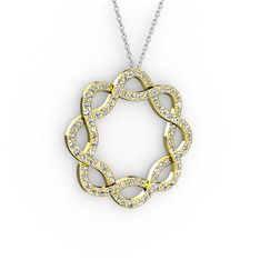 Lienna Kolye - Swarovski 925 ayar altın kaplama gümüş kolye (40 cm beyaz altın rolo zincir) #1e2aaa2