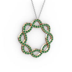 Lienna Kolye - Yeşil kuvars 8 ayar rose altın kolye (40 cm beyaz altın rolo zincir) #1ecok5q