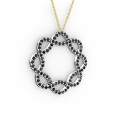 Lienna Kolye - Siyah zirkon 8 ayar beyaz altın kolye (40 cm altın rolo zincir) #1faf4op