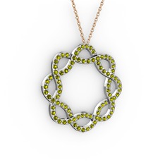 Lienna Kolye - Peridot 18 ayar beyaz altın kolye (40 cm rose altın rolo zincir) #1ght59q