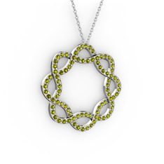 Lienna Kolye - Peridot 18 ayar beyaz altın kolye (40 cm beyaz altın rolo zincir) #1h7s073