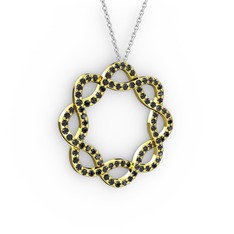 Lienna Kolye - Siyah zirkon 14 ayar altın kolye (40 cm beyaz altın rolo zincir) #1ik9qag