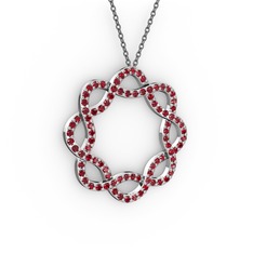 Garnet 14 ayar beyaz altın kolye (40 cm gümüş rolo zincir)