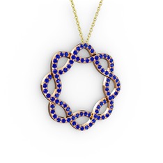 Lab safir 18 ayar rose altın kolye (40 cm altın rolo zincir)