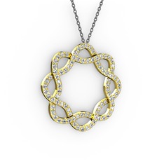 Lienna Kolye - Beyaz zirkon 18 ayar altın kolye (40 cm gümüş rolo zincir) #1kxewed