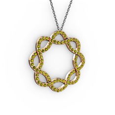 Lienna Kolye - Peridot 14 ayar rose altın kolye (40 cm gümüş rolo zincir) #1lp6dsr