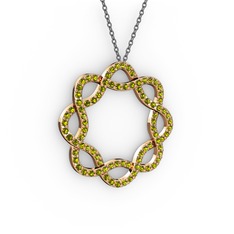 Peridot 14 ayar rose altın kolye (40 cm gümüş rolo zincir)
