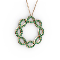 Lienna Kolye - Yeşil kuvars 8 ayar rose altın kolye (40 cm gümüş rolo zincir) #1ms5mxt