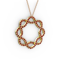 Lienna Kolye - Garnet 925 ayar altın kaplama gümüş kolye (40 cm rose altın rolo zincir) #1o3lip