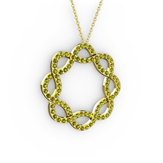 Lienna Kolye - Peridot 8 ayar altın kolye (40 cm gümüş rolo zincir) #1oy9lpt