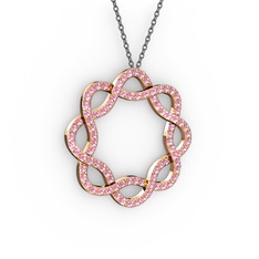 Pembe kuvars 925 ayar rose altın kaplama gümüş kolye (40 cm gümüş rolo zincir)